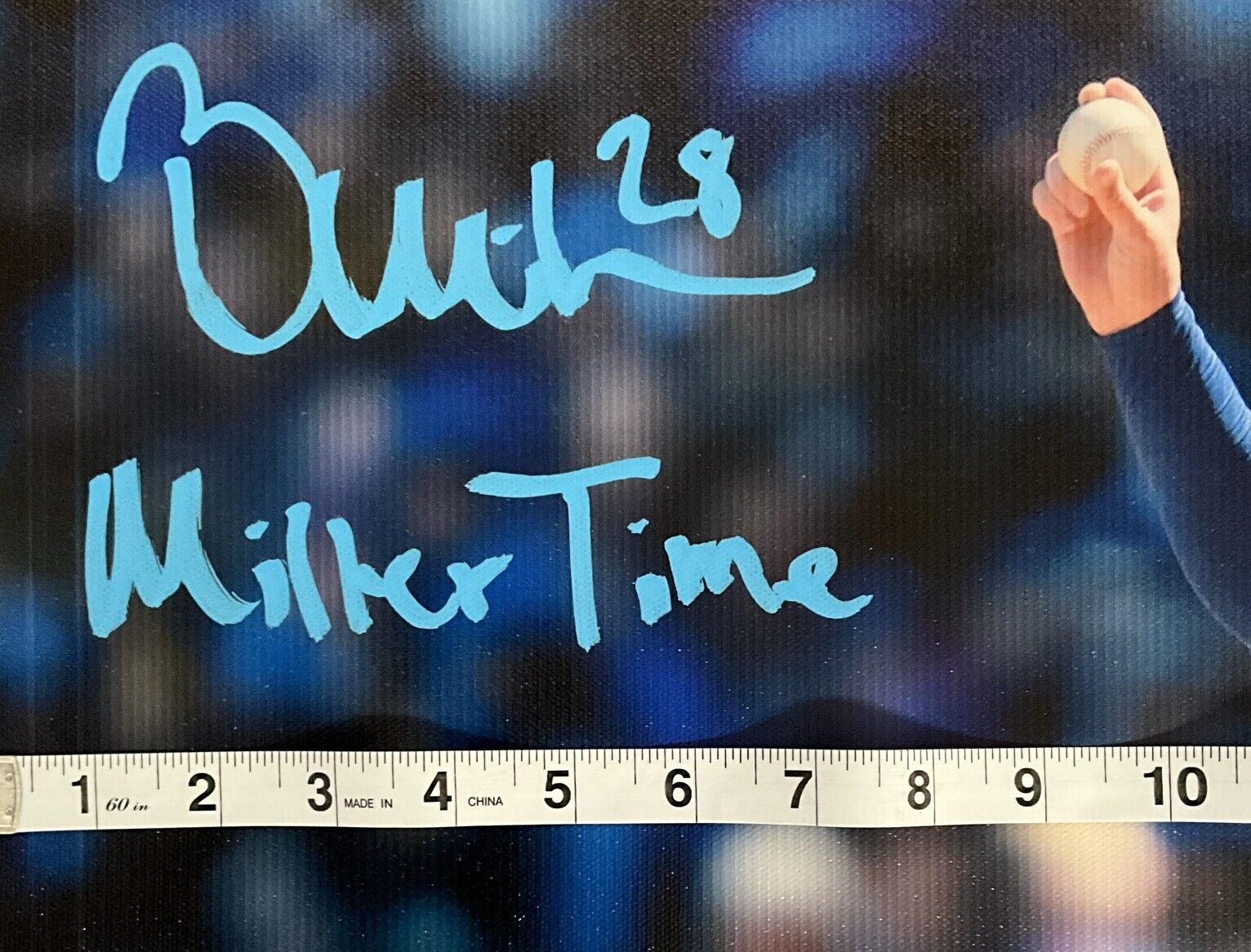 11/28 BOBBY MILLER DODGERS SIGNED 20X30 CANVAS PRINT "MILLER TIME" BECKETT ITP