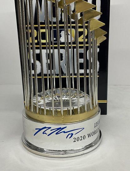 MAX MUNCY SIGNED DODGERS FOCO 12" REPLICA TROPHY "2020 WS CHAMPS" PSA 1C89556