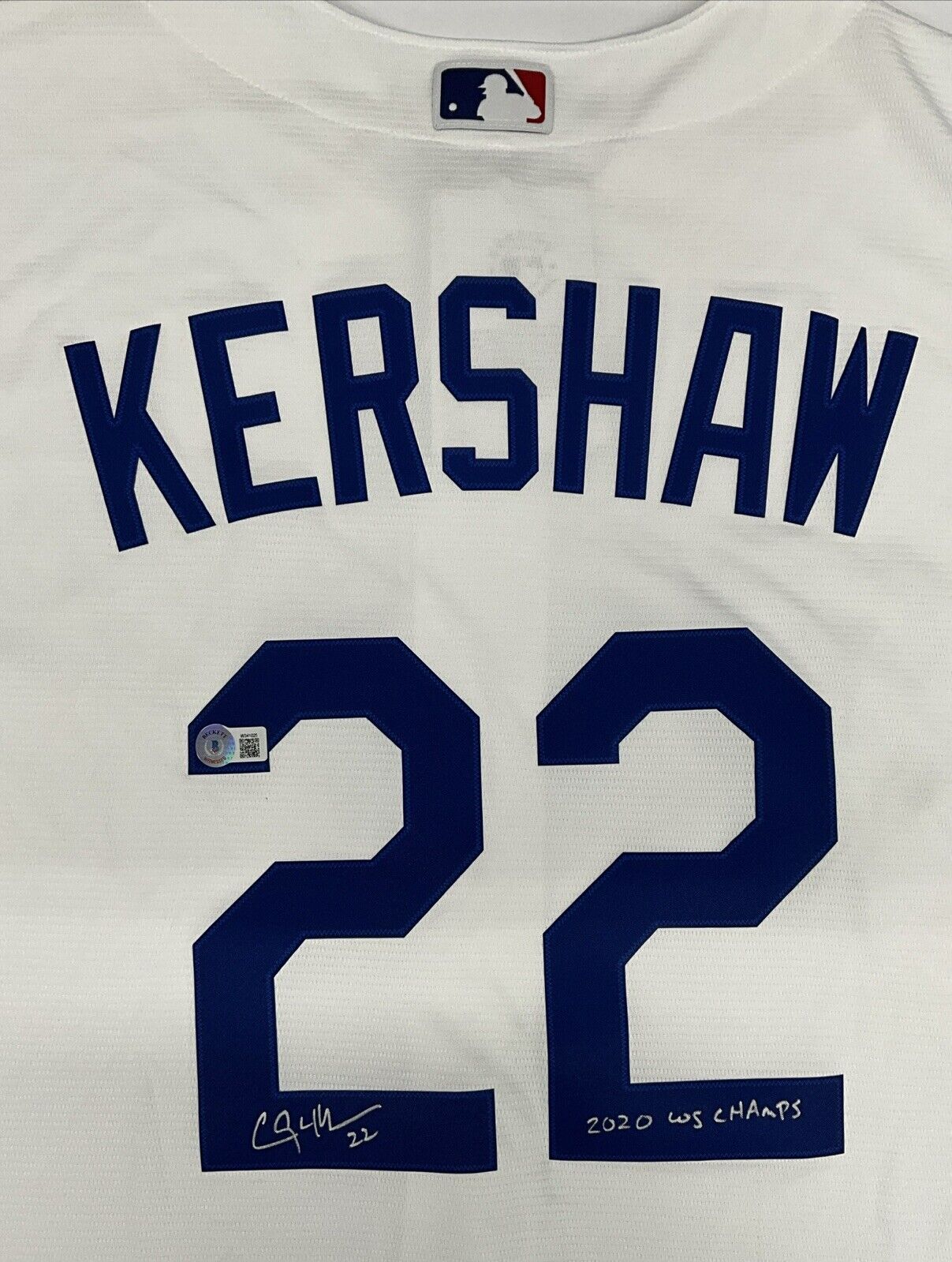 CLAYTON KERSHAW SIGNED DODGERS NIKE JERSEY "2020 WS CHAMPS" INSCRIPT BAS W341025