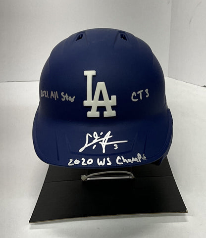 CHRIS TAYLOR CT3 SIGNED DODGERS FULL SIZE HELMET 3 INSCRIPTIONS PSA 1C01616