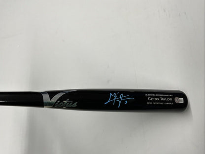 CHRIS TAYLOR DODGERS SIGNED VICTUS GAME MODEL CUSTOM BLACK BAT BAS ITP WZ59532