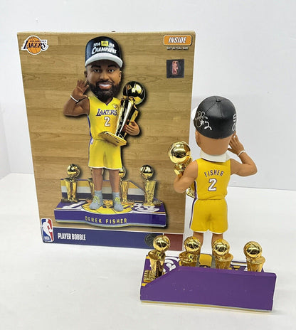 DEREK FISHER SIGNED LAKERS LIMITED FOCO BOBBLEHEAD "5X NBA CHAMP" PSA 1C61449