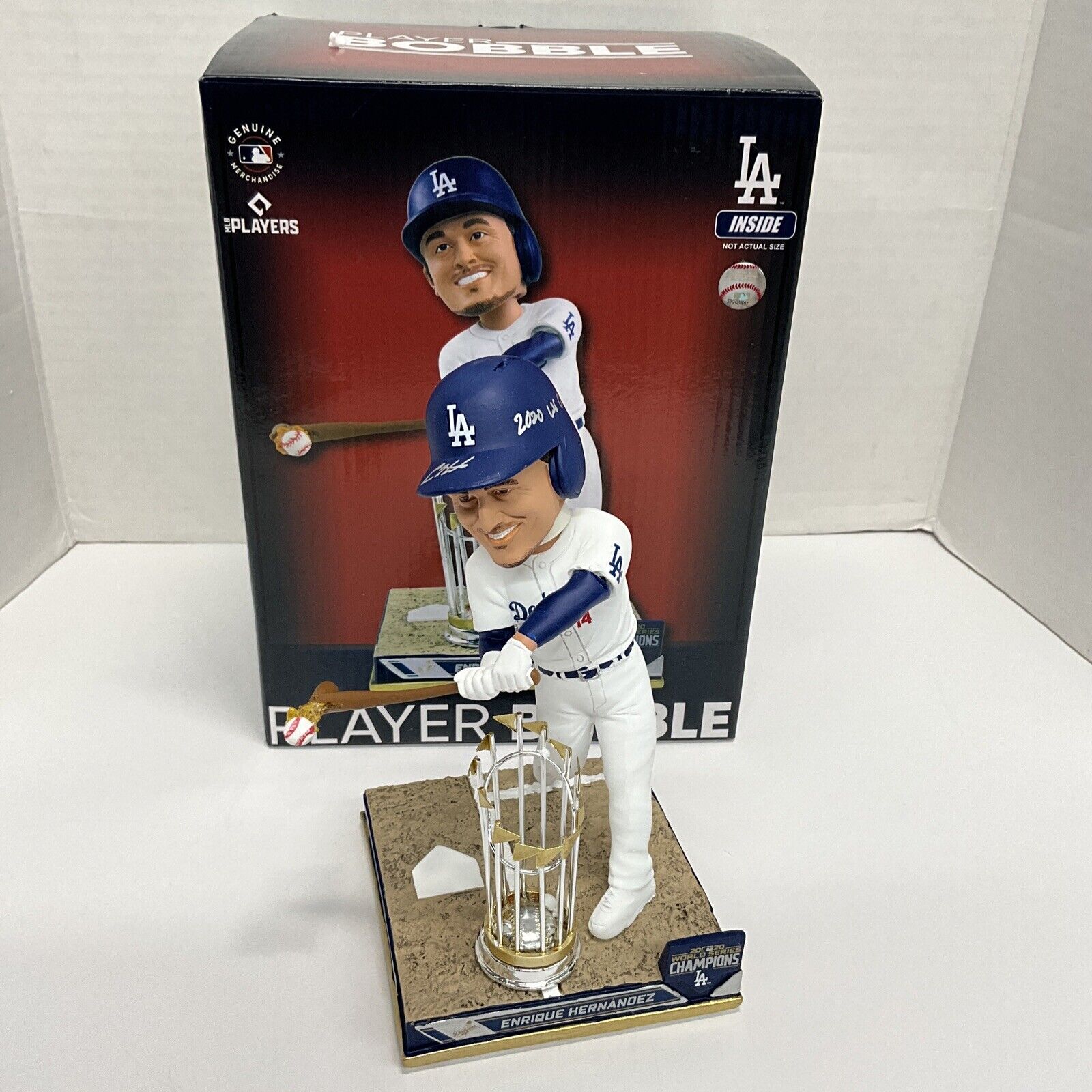 KIKE HERNANDEZ DODGERS SIGNED FOCO FLAME BOBBLEHEAD "2020 WS CHAMPS" PSA 1C86270