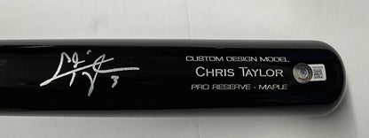 CHRIS TAYLOR DODGERS SIGNED VICTUS GAME MODEL CUSTOM BLACK BAT BAS ITP WZ59528