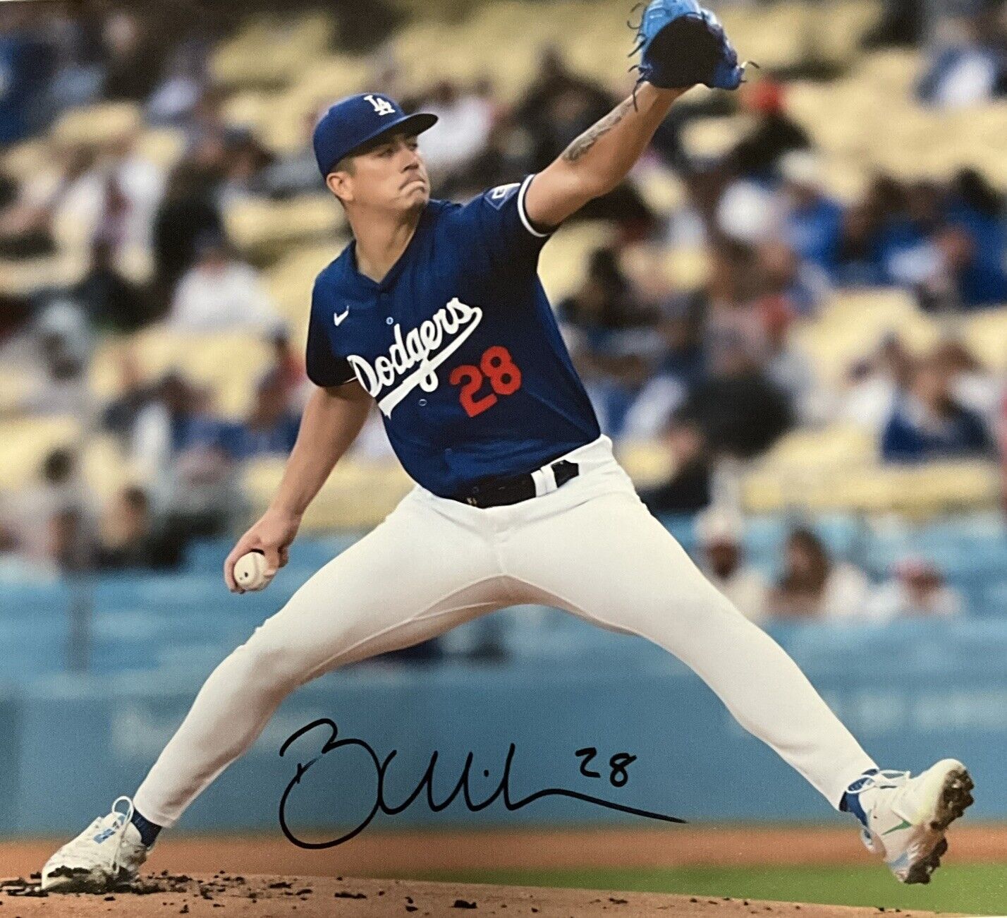 BOBBY MILLER DODGERS SIGNED 20X30 PITCHING VS ANGELS CANVAS PRINT BAS 1W826404