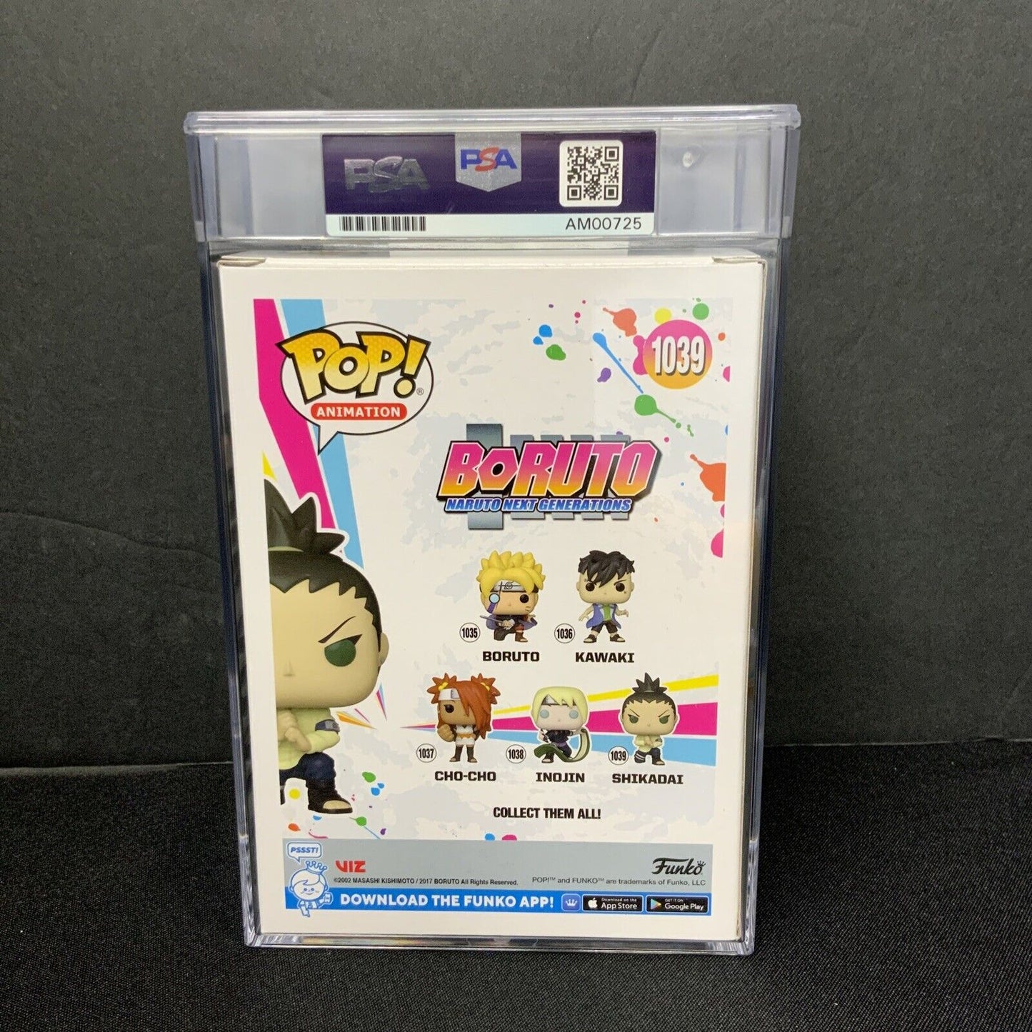 TODD HABERKORN SIGNED BORUTO NARUTO SHIKADAI FUNKO POP #1039 PSA SLABBED AM00725