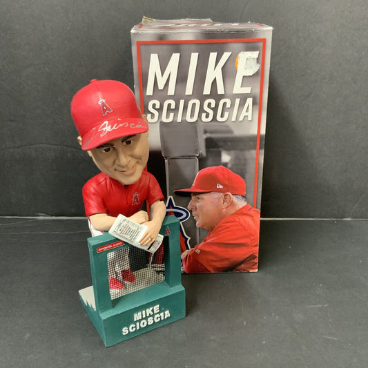 MIKE SCIOSCIA ANGELS SIGNED 2018 SGA BOBBLEHEAD "2002 WS CHAMPS" BECKETT WS31192