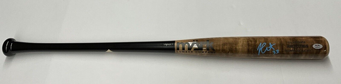 JAMES OUTMAN DODGERS SIGNED MARK LUMBER GAME MODEL J01 MAPLE BAT PSA RG51311