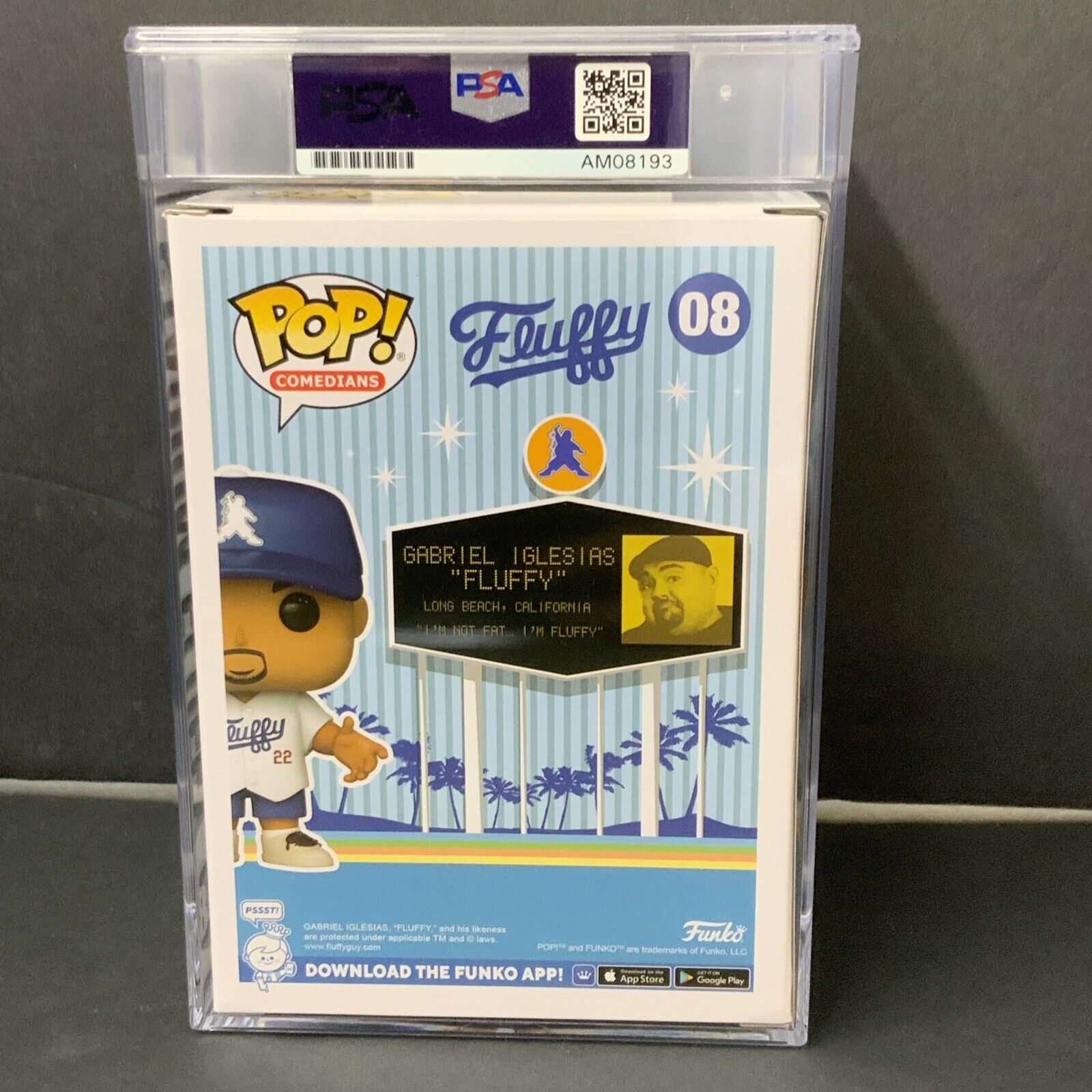 GABRIEL IGLESIAS SIGNED "STADIUM FLUFFY" FUNKO POP 08 PSA ENCAPSULATED AM08193