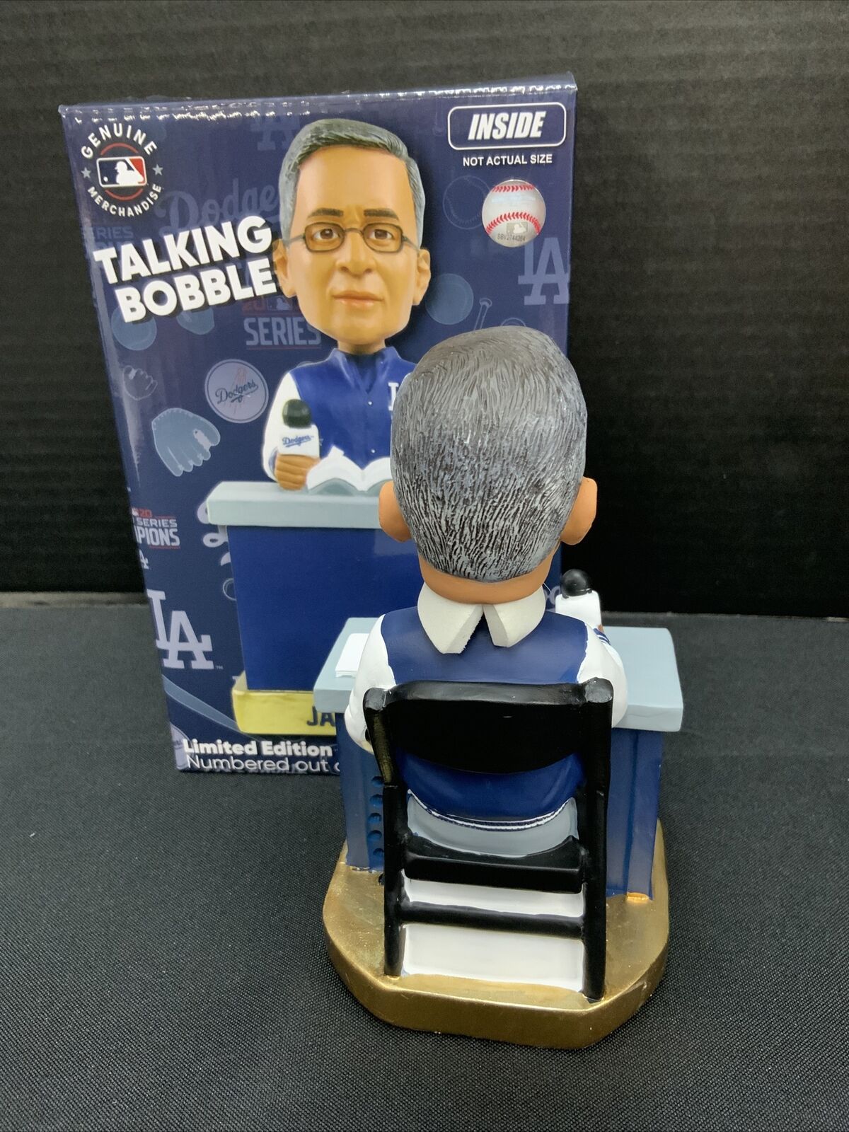 JAIME JARRIN SIGNED TALKING BOBBLEHEAD "SPANISH VOICE OF DODGERS HOF 98" PSA 