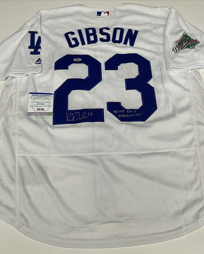 KIRK GIBSON SIGNED DODGERS 88 WS JERSEY "88 WS GM 1 WALK OFF HR! INS PSA 2C69608