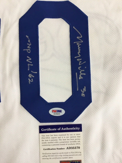 MAURY WILLS DODGERS SIGNED JERSEY WITH "MVP NL 62'" INSCRIPTION PSA COA