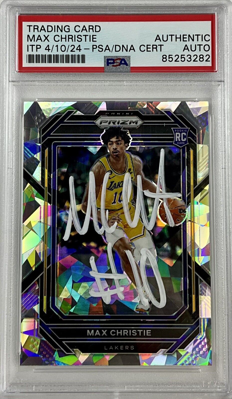 MAX CHRISTIE SIGNED LAKERS CRACKED ICE PANINI PRIZM 270 RC PSA ITP 85253282