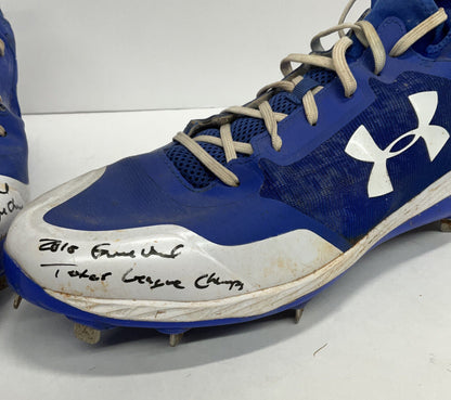 DJ PETERS DODGERS TIGERS FULL NAME SIGNED GAME USED CLEATS PSA 8A57202/ 03