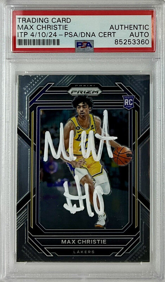 MAX CHRISTIE SIGNED LAKERS PANINI PRIZM #270 ROOKIE RC PSA SLABBED ITP 85253360