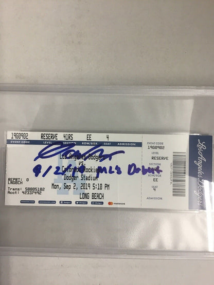 GAVIN LUX SIGNED PSA SLABBED TICKET STUB "9/2/19 MLB DEBUT" INSCRIPT FANATICS 37