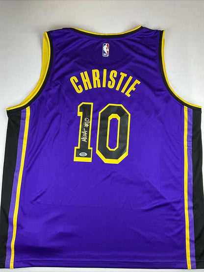 MAX CHRISTIE SIGNED LOS ANGELES LAKERS FANATICS PURPLE JERSEY PSA ITP 2C87946