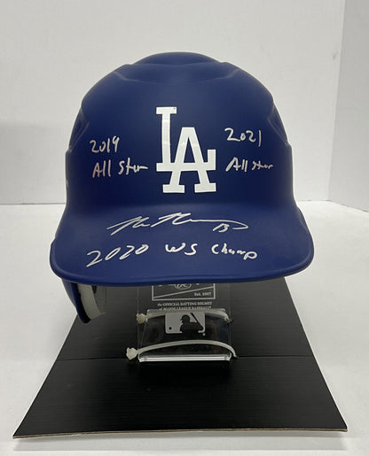 MAX MUNCY 2020 CHAMP SIGNED DODGERS FULL SIZE HELMET 5 INSCRIPTIONS PSA 9A99390