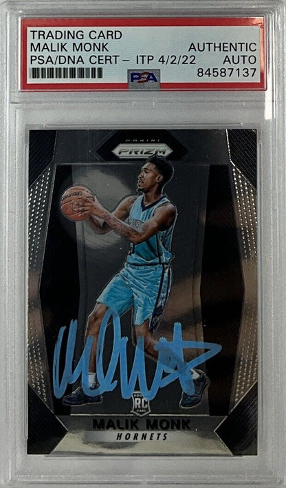 MALIK MONK SIGNED HORNETS PANINI PRIZM #233 RC PSA SLABBED ITP 84587137