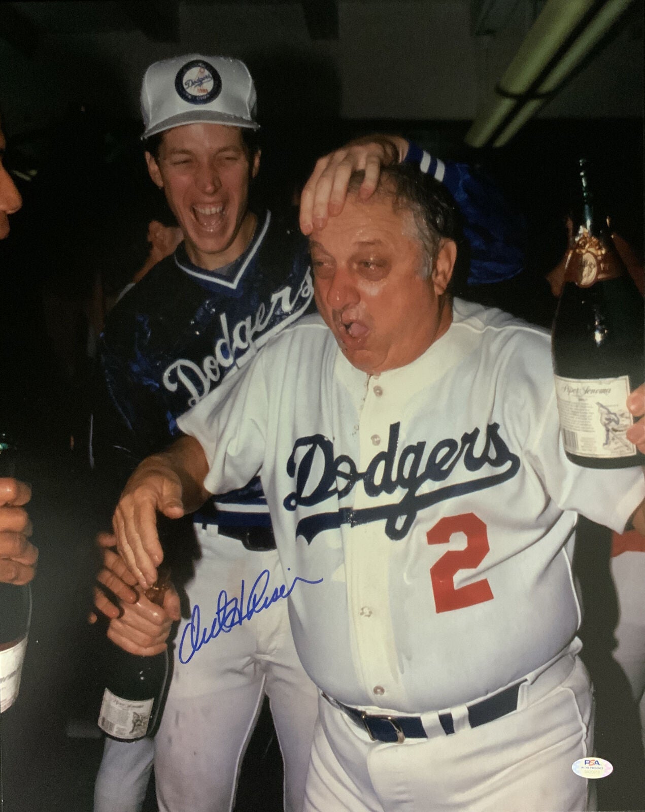 OREL HERSHISER DODGERS SIGNED 16X20 88 WS PHOTO WITH TOMMY LASORDA PSA 9A20918