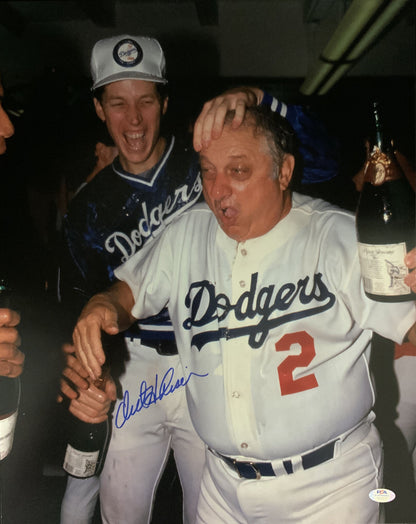 OREL HERSHISER DODGERS SIGNED 16X20 88 WS PHOTO WITH TOMMY LASORDA PSA 9A20918