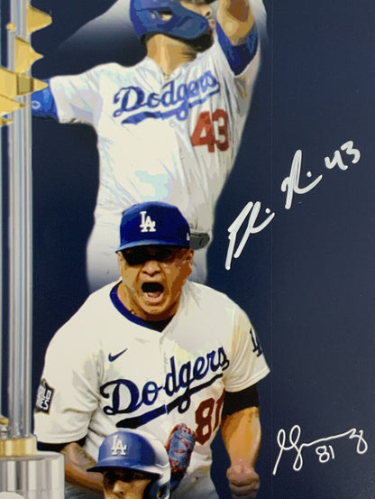 16/20 DODGERS 2020 WORLD SERIES 16X20 PHOTO WITH 10 AUTOGRAPHS MUNCY TAYLOR PSA