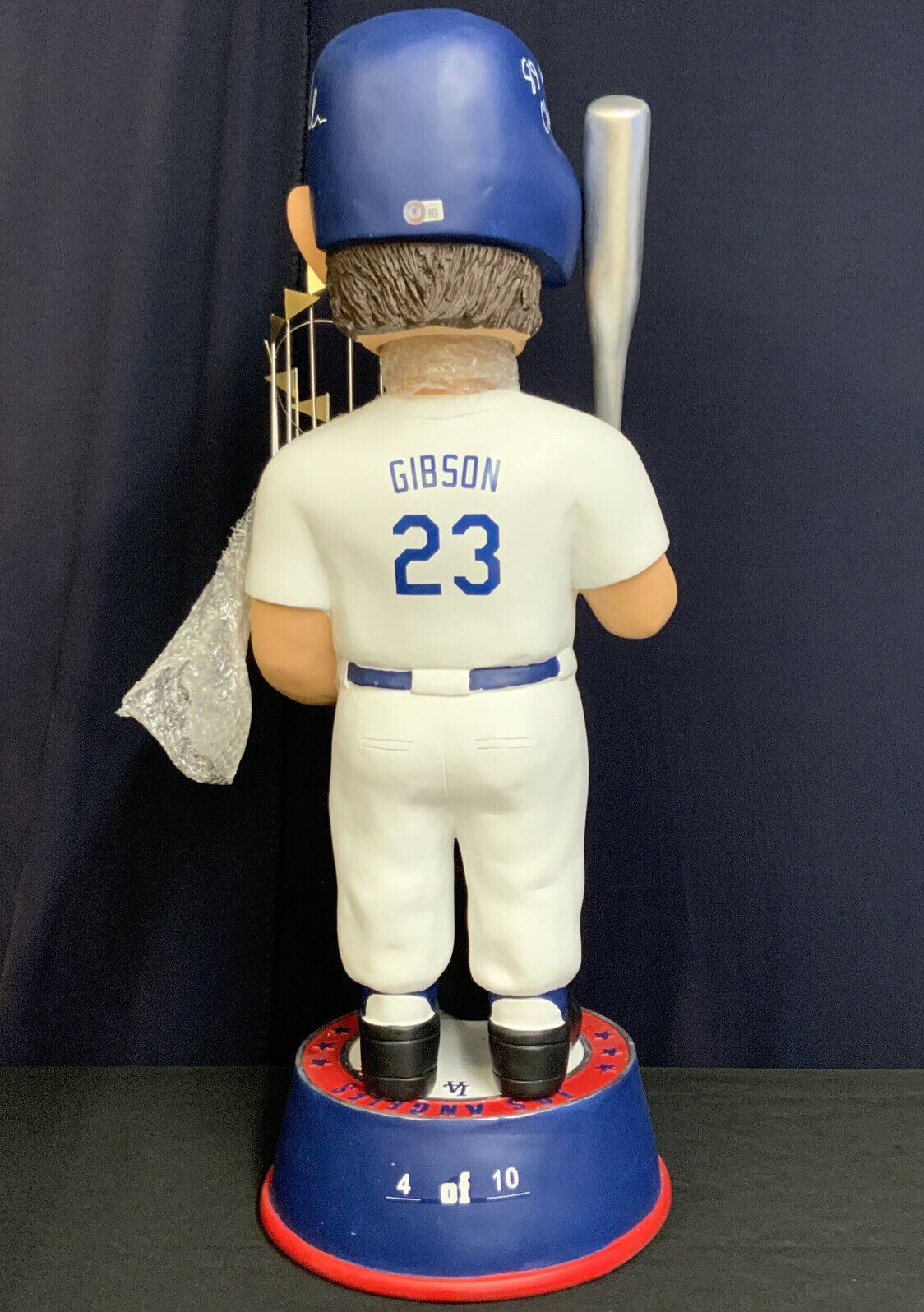 4/10 KIRK GIBSON SIGNED DODGERS 1988 EXCLUSIVE 3FT BOBBLEHEAD 3 INSCRIPTIONS BAS