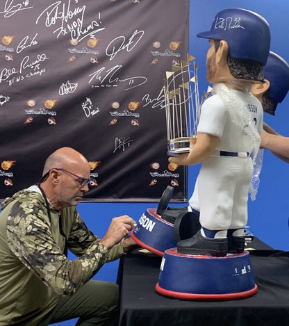 9/10 KIRK GIBSON SIGNED DODGERS 1988 EXCLUSIVE 3FT BOBBLEHEAD 3 INSCRIPTIONS BAS