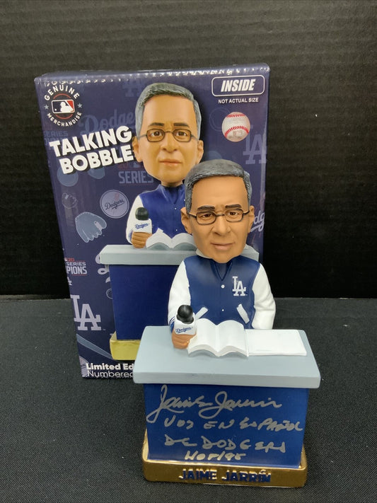 JAIME JARRIN SIGNED TALKING BOBBLEHEAD "VOZ EN ESPANOL DE DODGERS HOF 98" PSA 