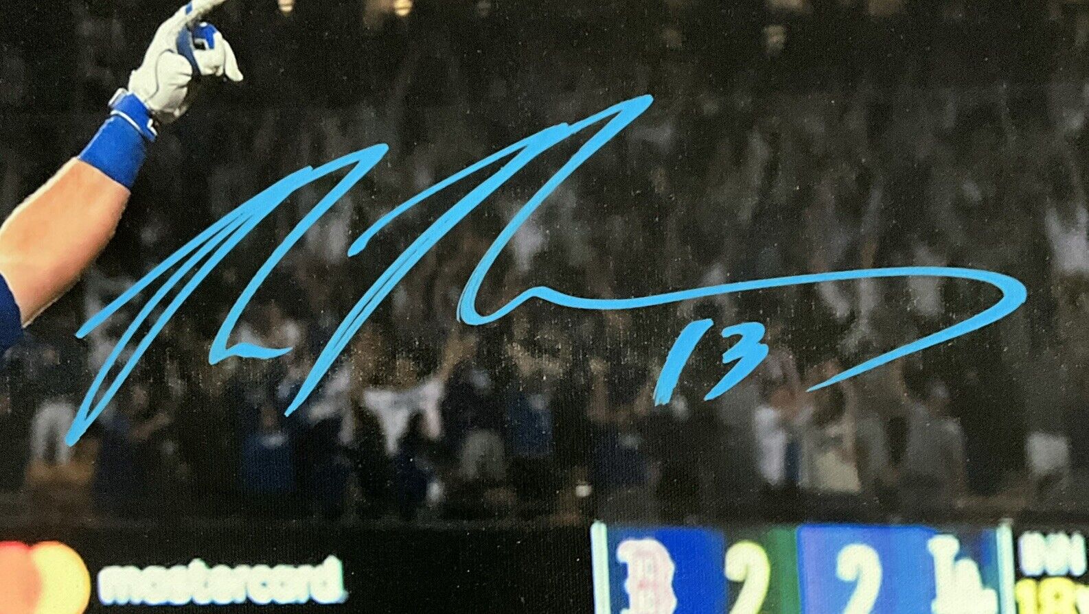 MAX MUNCY DODGERS SIGNED 22X26 2018 WORLD SERIES WALKOFF HR CANVAS PSA 2C51243