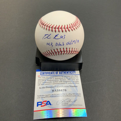 EDWIN RIOS DODGERS 2020 WS CHAMPION SIGNED BASEBALL "MLB DEBUT 06/27/18" INS PSA