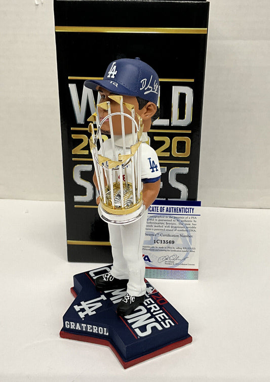 BRUSDAR GRATEROL DODGERS SIGNED 2020 WS FOCO BOBBLEHEAD "BAZOOKA" PSA 1C13569