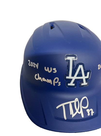 TEOSCAR HERNANDEZ SIGNED DODGERS HELMET "2024 WS CHAMPS. HR DERBY CHAMP" PSA 109