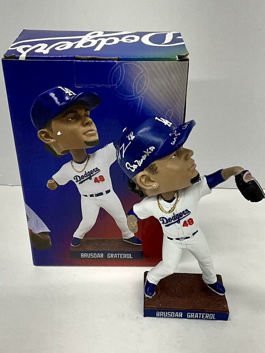 BRUSDAR GRATEROL SIGNED DODGERS BOBBLEHEAD "2020 WS CHAMPS, BAZOOKA" PSA 3C24632