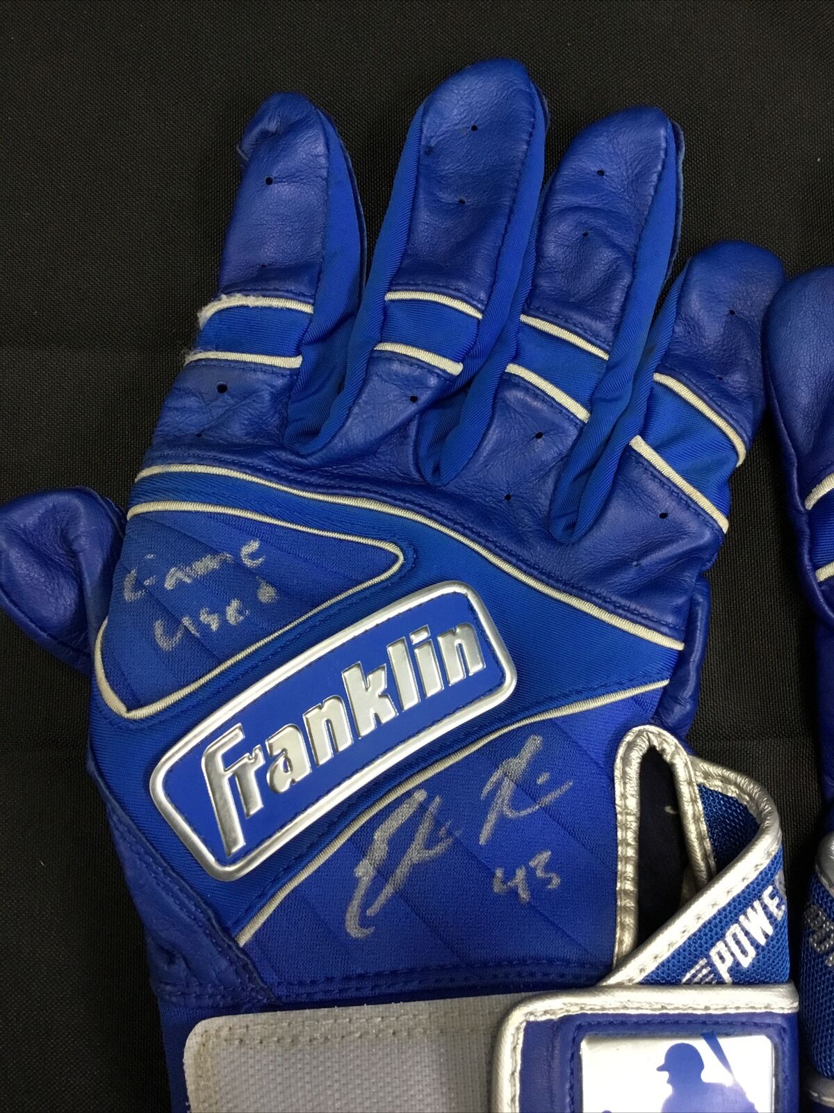 EDWIN RIOS DODGERS SIGNED & INSCRIBED GAME USED BATTING GLOVES PSA RG14866 / 70