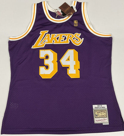 SHAQUILLE O'NEAL SIGNED LOS ANGELES LAKERS MITCHELL & NESS JERSEY BAS 1W489277