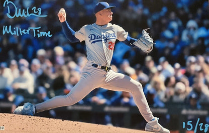 15/28 BOBBY MILLER DODGERS SIGNED 20X30 CANVAS PRINT "MILLER TIME" BECKETT ITP