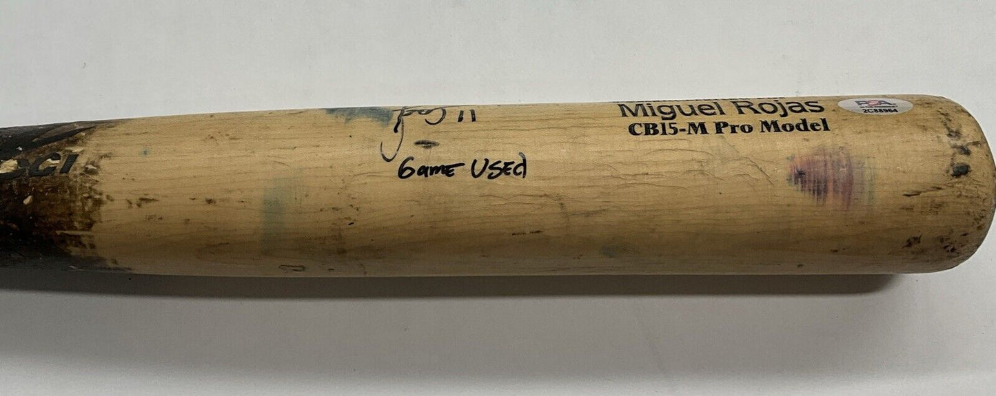 MIGUEL ROJAS MARLINS DODGERS GAME USED MARUCCI CB15 PRO BAT "GAME USED" PSA