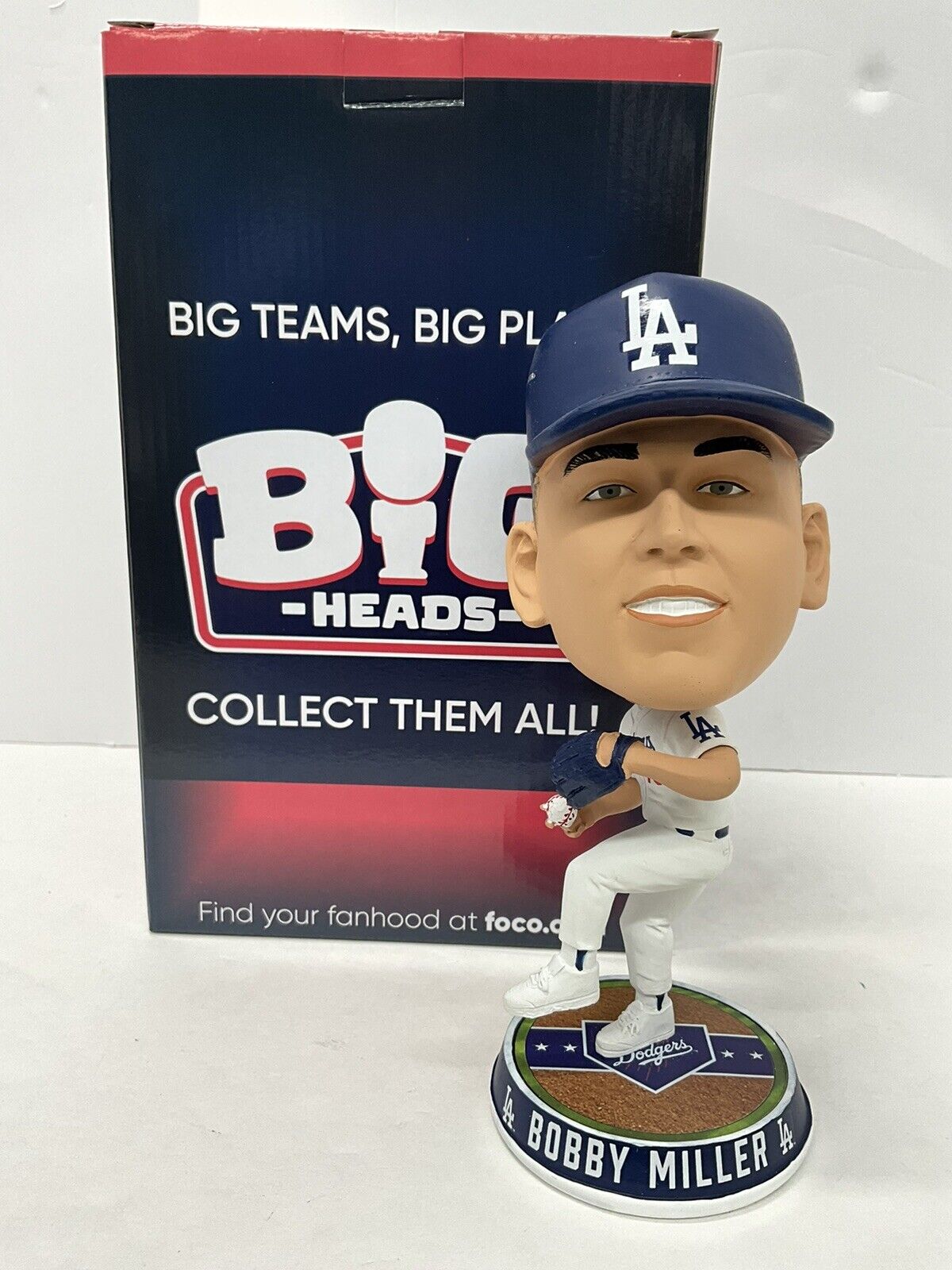 BOBBY MILLER SIGNED DODGERS FOCO BIGHEAD LIMITED #/123 BOBBLEHEAD PSA RG50501