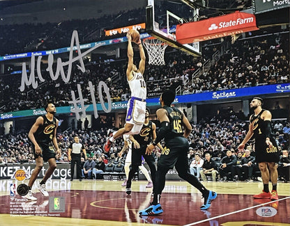 MAX CHRISTIE LOS ANGELES LAKERS SIGNED 11X14 DUNK VS CAVALIERS PHOTO PSA WITNESS