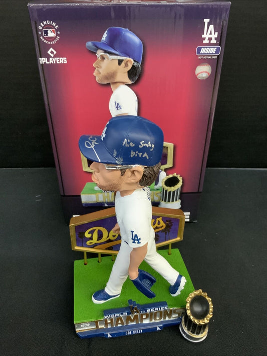 JOE KELLY DODGERS SIGNED POUTY FACE BOBBLEHEAD "NICE SWING BITCH" PSA 9A96002