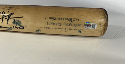 CHRIS TAYLOR DODGERS SIGNED GAME USED VICTUS BAT "2021 GAME USED" IN BAS WW26555