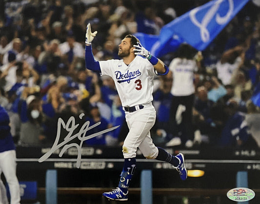 CHRIS TAYLOR DODGERS SIGNED 8X10 2021 WILDCARD GAME WALKOFF HR CELEB PHOTO PSA