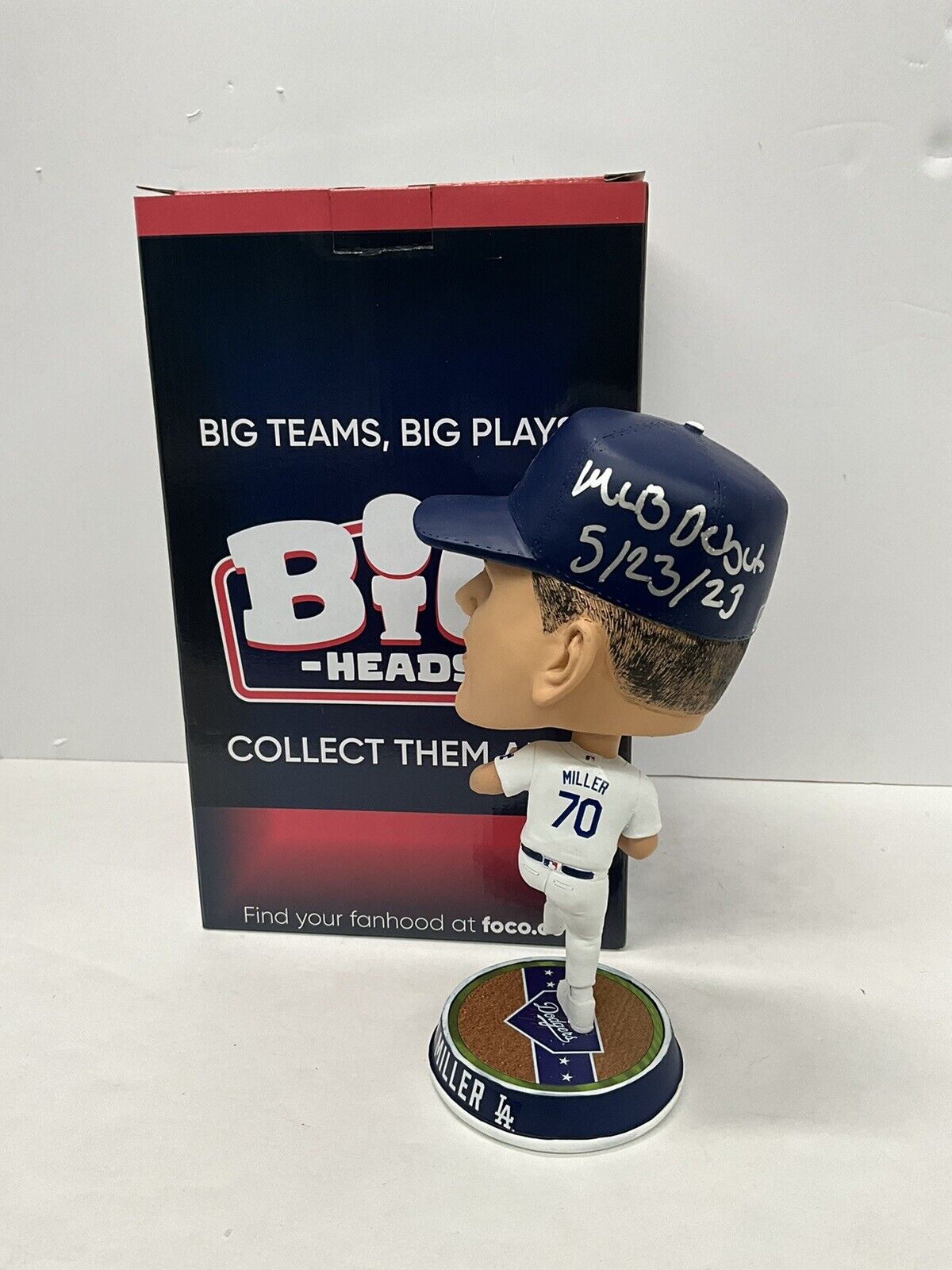 BOBBY MILLER SIGNED DODGERS FOCO BIGHEAD BOBBLEHEAD "MLB DEBUT" INSC PSA RG50521