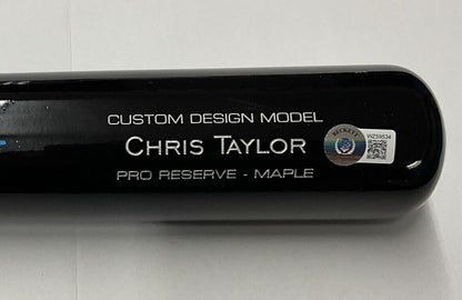 CHRIS TAYLOR DODGERS SIGNED VICTUS GAME MODEL CUSTOM BLACK BAT BAS ITP WZ59534