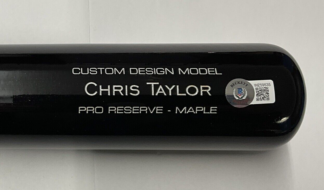 CHRIS TAYLOR DODGERS SIGNED VICTUS GAME MODEL CUSTOM BLACK BAT BAS ITP WZ59535