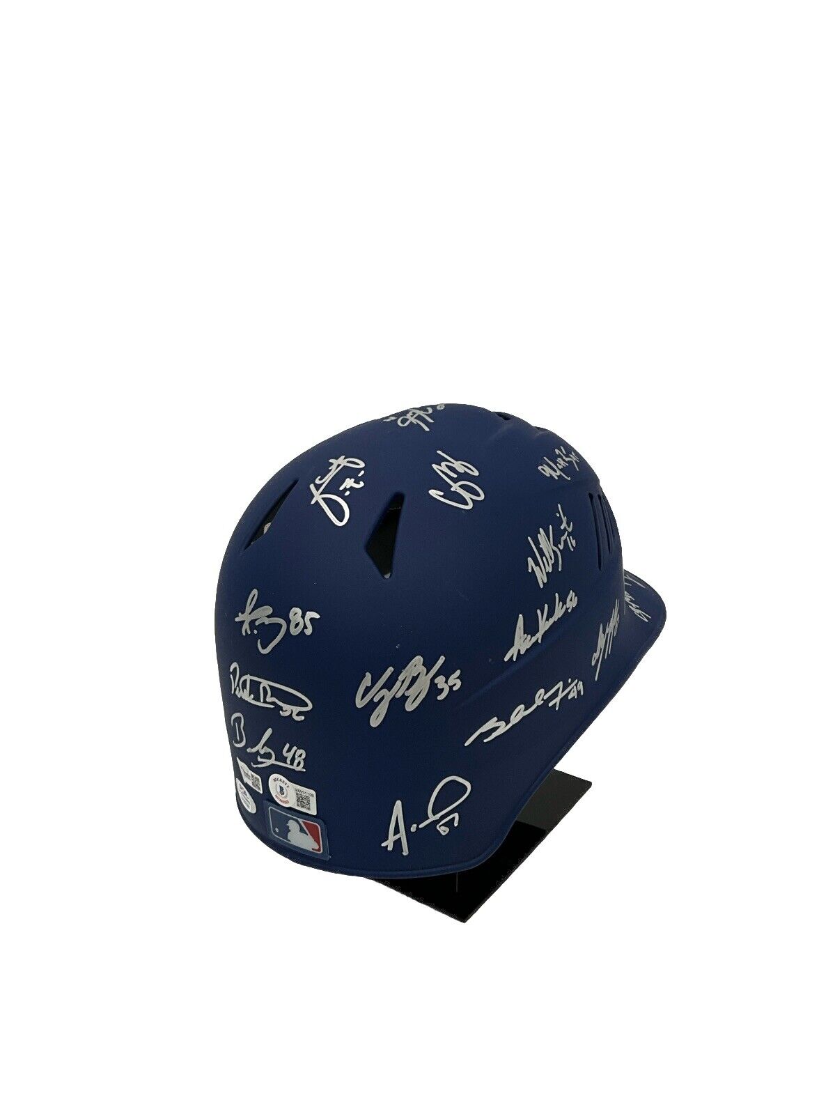 DODGERS 2020 WORLD SERIES CHAMPION FULL TEAM SIGNED HELMET 29 AUTOS PSA 9A26528