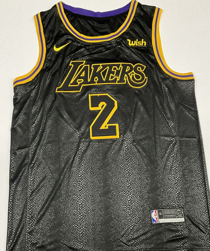 DEREK FISHER LAKERS SIGNED BLACK JERSEY "5X NBA CHAMP" INSCRIPTION PSA 1C61523