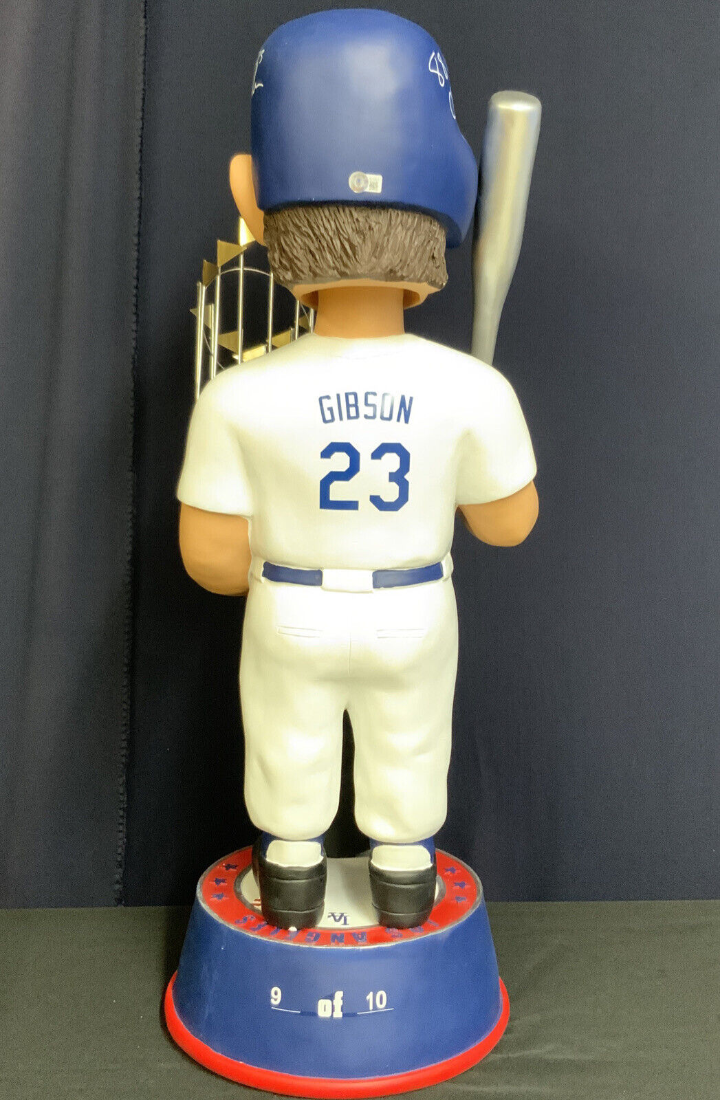 9/10 KIRK GIBSON SIGNED DODGERS 1988 EXCLUSIVE 3FT BOBBLEHEAD 3 INSCRIPTIONS BAS