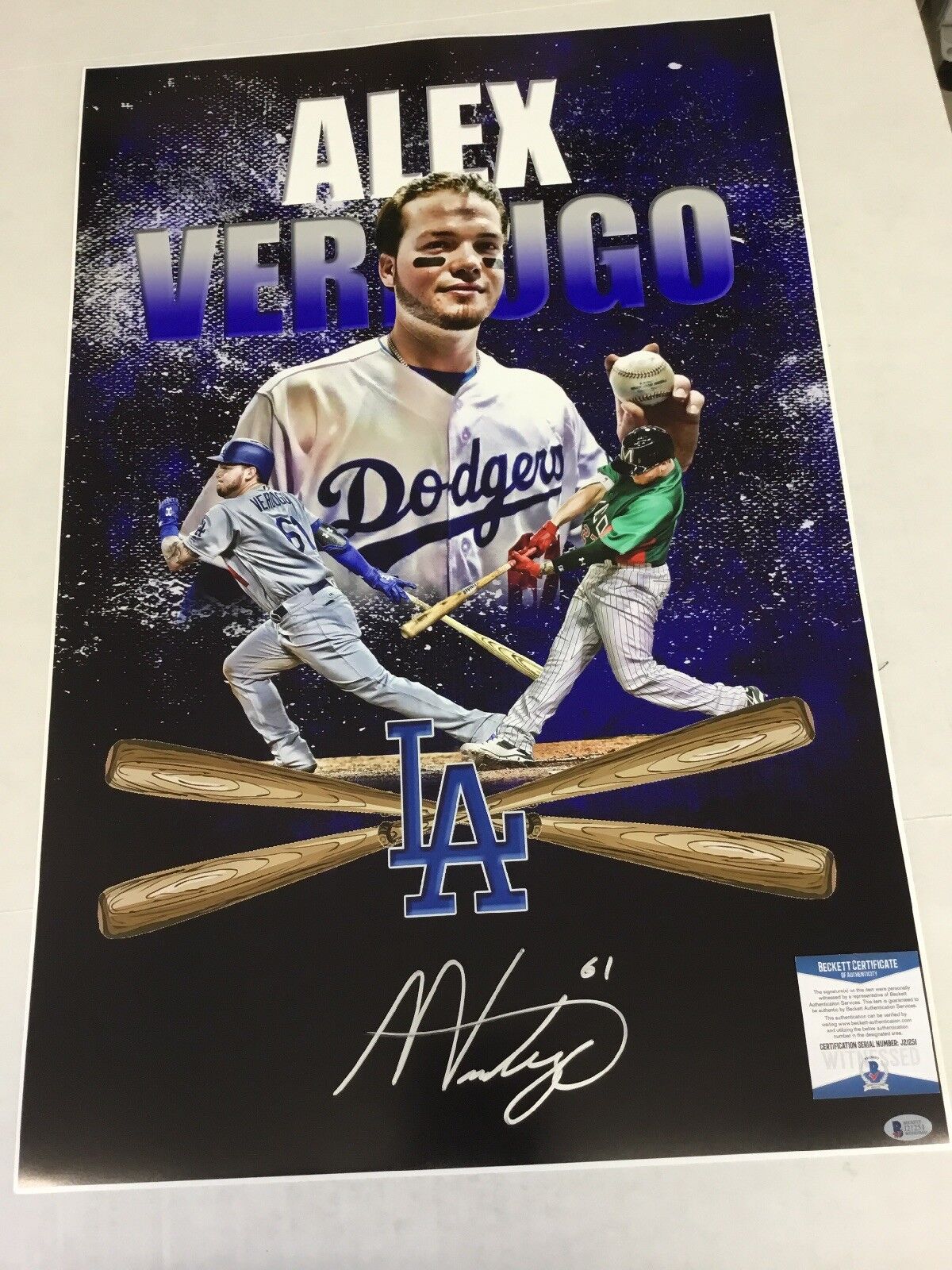 ALEX VERDUGO DODGERS TOP PROSPECT MEXICO SIGNED HUGE 20X30 RARE EDIT PHOTO BAS 1